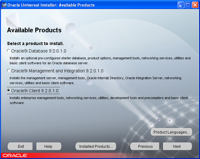 Установка клиентской части Oracle