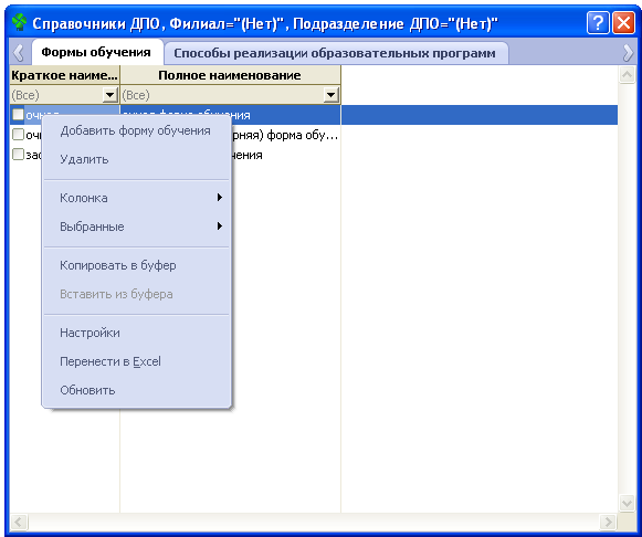 Контекст Формы обучения ДПО